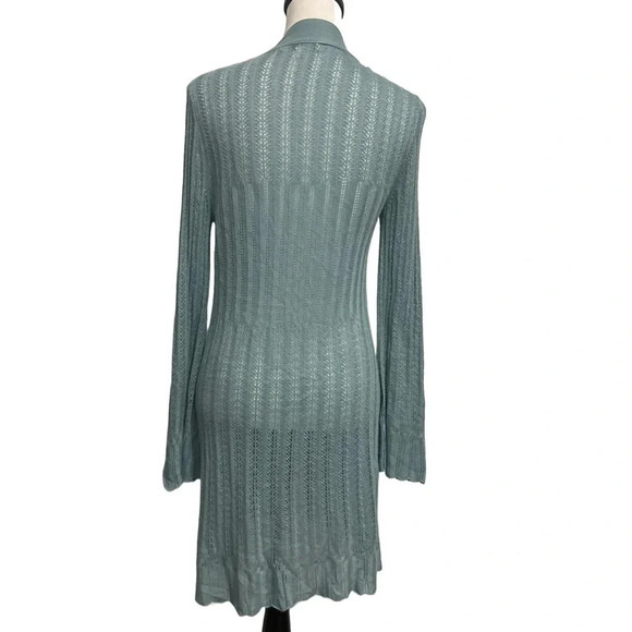 Cabi Dresden Light Blue Pointelle Knit Sweater Cardigan Duster. Medium #813 - Picture 2 of 8